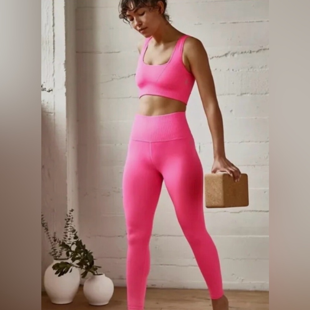 Free People good karma neon pink set NWOT